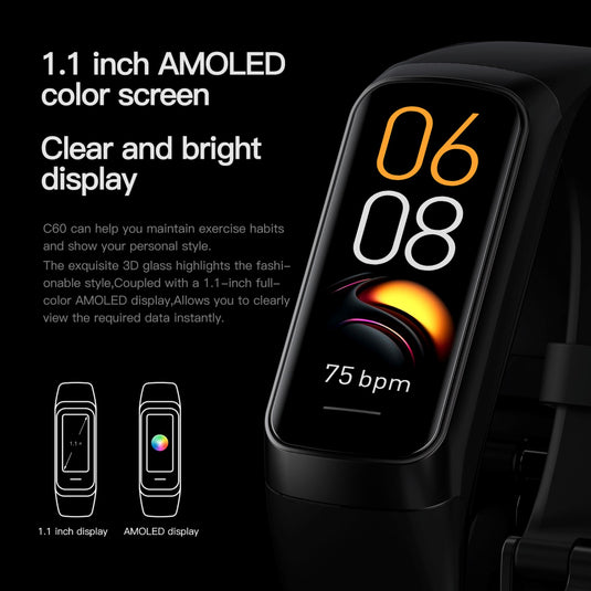 Fit Pro + Smart Health Fitness Activity Tracker | AMOLED 1.1"